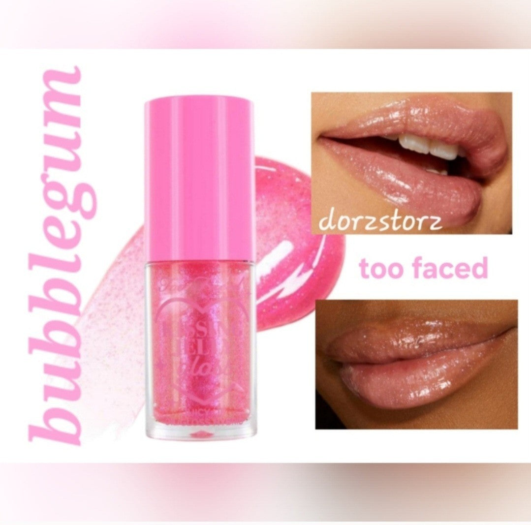 Too Faced Kissing Jelly Hydrating Lip Oil Gloss Sweet Bubblegum